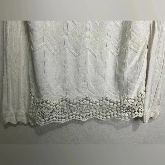 White House Black Market Layered Crochet Lace Trimmed Sweater Blouse Size Small - Picture 9 of 11